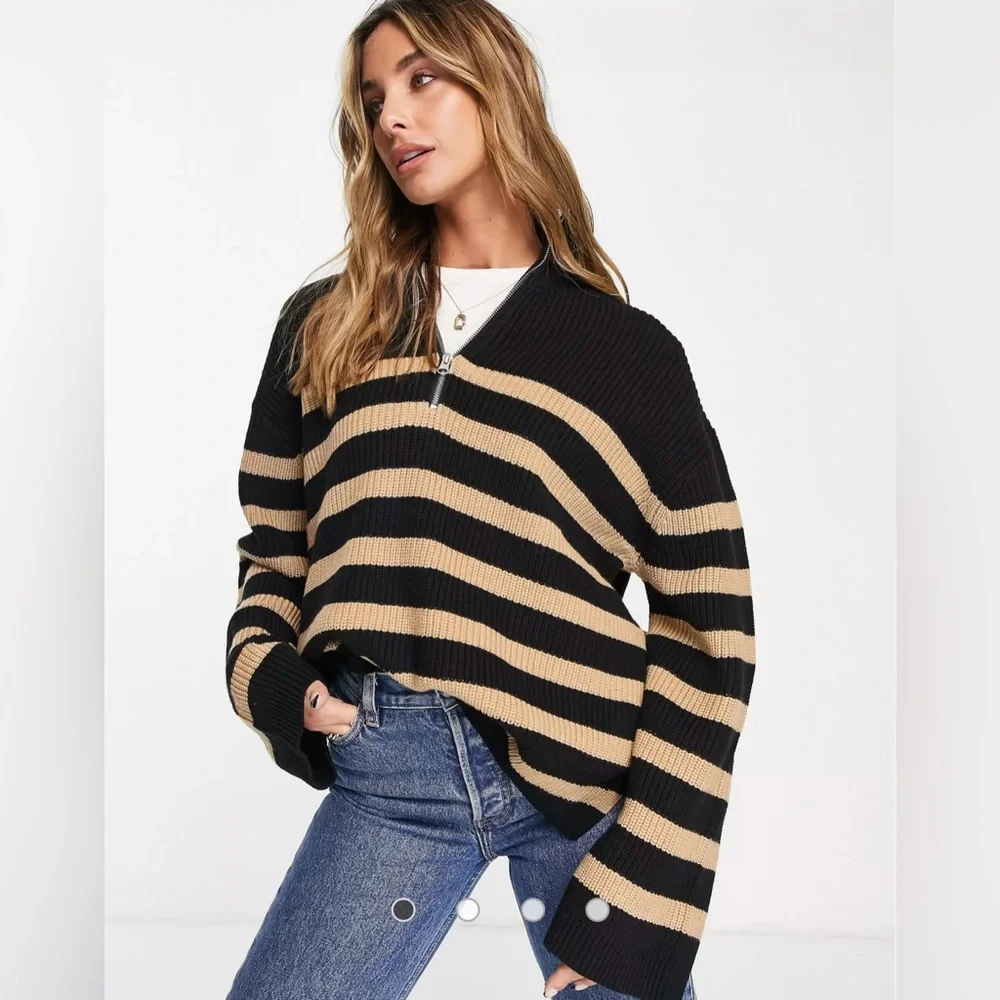 🔥& Other Stories Striped Half-Zip Sweater, NWOT, XS - Picture 4 of 7